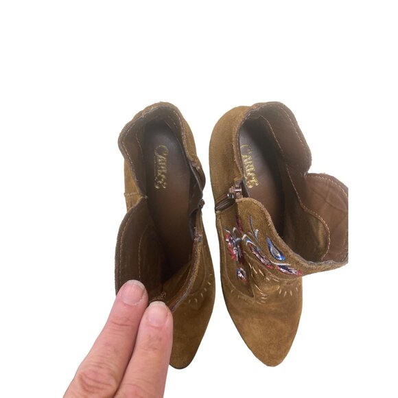 Women’s Carlos VIVIEN brown leather suede bootie size 7.5M SKU 1151 - Picture 5 of 10